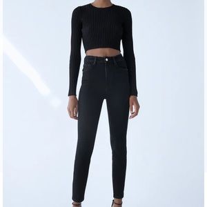 Zara black high rise skinny jeans with stretch